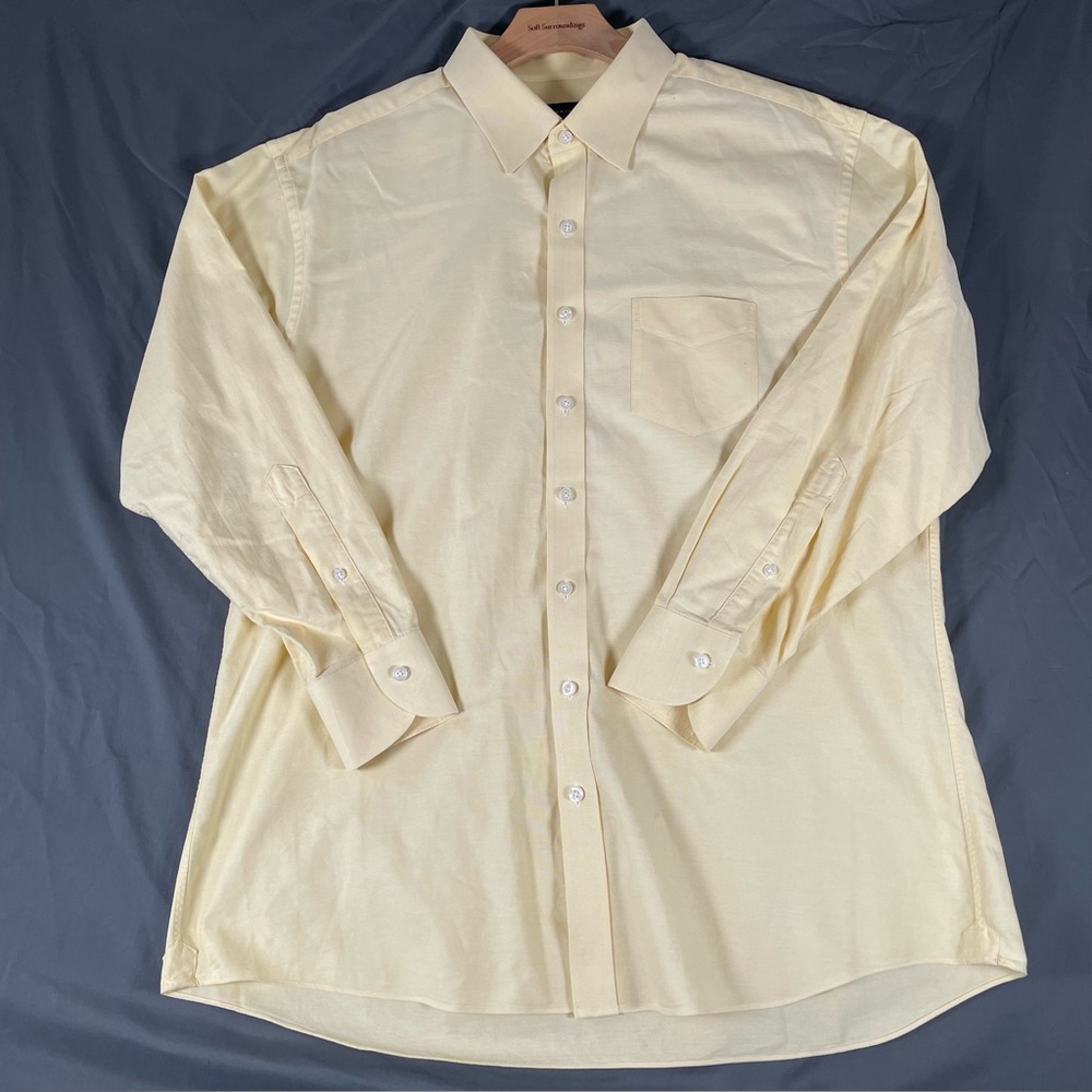 Proper Cloth Button Up Shirt Men’s Size 17.5 (XL) Long Sleeve Yellow Business